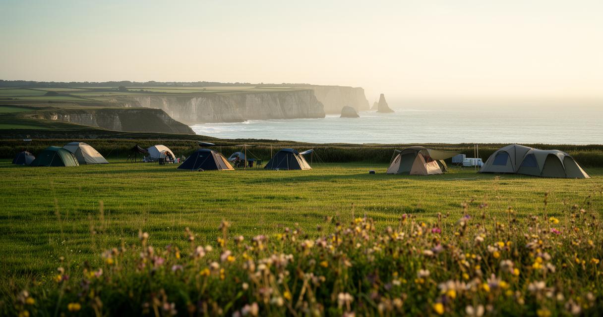 Séjournez au Camping de La Prairie à Port-en-Bessin-Huppain : le camp de base parfait pour explorer les plages du débarquement